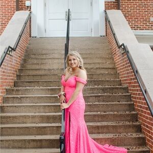 Elegant Pink Off-Shoulder Gown